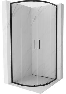 Mexen Exo-S Duo kabina prysznicowa półokrągła rozsuwana 90 x 90 cm, transparent, czarna - 8132-090-090-70-00