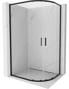 Mexen Exo-S Duo kabina prysznicowa półokrągła asymetryczna rozsuwana 90 x 80 cm, transparent, czarna - 8132-090-080-70-00