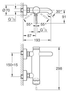 Bateria wannowa natynkowa GROHE Essence 33624001 Chrom