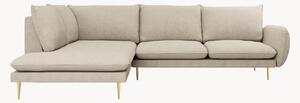Sofa narożna z tkaniny o wyglądzie lnu Vienna