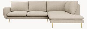 Sofa narożna z tkaniny o wyglądzie lnu Vienna