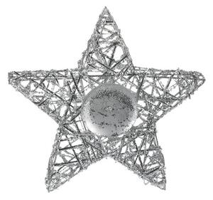 Srebrny świecznik na świeczkę typu tea light Gwiazda, 20 x 5 x 20 cm