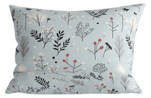 Flanelowa poszewka na poduszkę FROST BOTANIC 50x70 cm, jasno szara