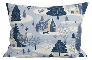 Flanelowa poszewka na poduszkę SNOWY VALLEY 50x70 cm, niebieska