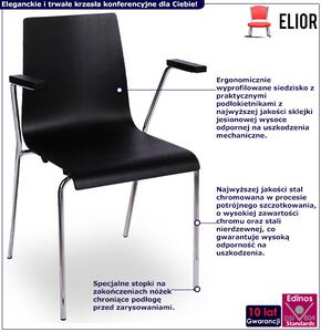 Krzesło konferencyjne z podłokietnikami czarny + chrom - Gixo 4X