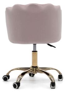 EMWOmeble Krzesło obrotowe muszelka DC-6091S pudrowy jasny róż welur / złota noga