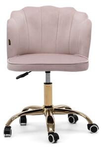 EMWOmeble Krzesło obrotowe muszelka DC-6091S pudrowy jasny róż welur / złota noga