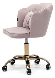 MebleMWM Krzesło muszelka obrotowe DC-6091S | Pudrowy jasny róż welur | Złote nogi