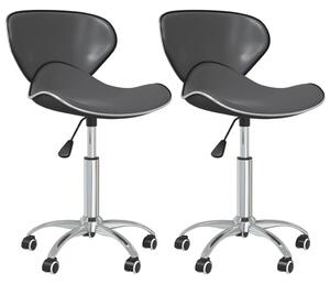 Obrotowe krzesła stołowe, 2 szt., szare, obite sztuczną skórą