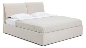 Beżowe tapicerowane łóżko dwuosobowe ze schowkiem i stelażem 180x200 cm Thessa Pillow – Bonami Selection