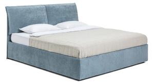 Niebieskie tapicerowane łóżko dwuosobowe ze schowkiem i stelażem 160x200 cm Thessa Pillow – Bonami Selection
