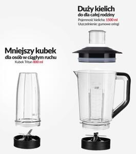 Blender kielichowy Mocny z Tritanu Kruszy lód 1.5L + Bidon 0.8L personalny