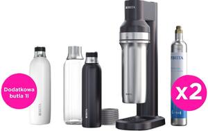 Saturator BRITA SodaTrio Czarny z dwoma nabojami + dodatkowa butelka 1L
