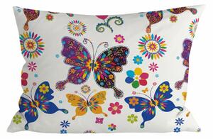 Poszewka na poduszkę z mikrofibry KOLOROWY MOTYL 70x90 cm, biały