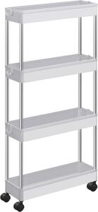 SONGMICS Plastikowa półka ruchoma, 4 półki, biała, 40x12,5x88cm
