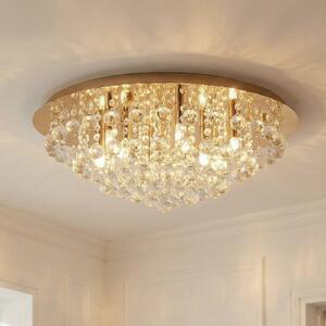 Lampa sufitowa kryształowa Gillion Lindby, możliwość ściemniania, mosiężny / złoty, salon / jadalnia, kryształ, nowoczesny