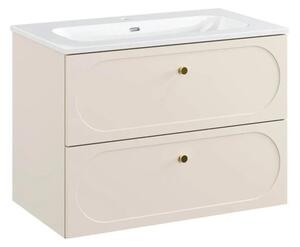 Szafka pod umywalkę DONNA SAND 2S 80cm beż piaskowy z umywalką wpuszczaną FLY