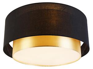 Nowoczesna lampa sufitowa czarna ze złotem 50 cm 3-światła - Drum Duo