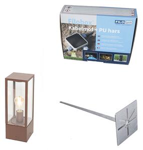 Przemysłowa stojąca lampa zewnętrzna rdzawy brąz 40 cm IP44 - Charlois