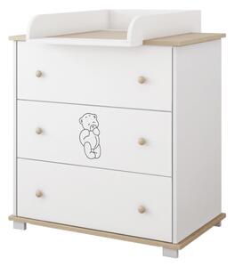 Komoda z przewijakiem BEAR - Biały-Dąb