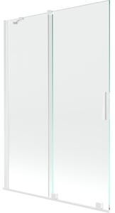Mexen Velar parawan nawannowy 2-skrzydłowy rozsuwany 120 x 150 cm, transparent, biały - 896-120-000-01-20