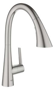 Grohe Zedra - Bateria zlewozmywakowa z wyciąganą wylewką, Supersteel 32294DC2