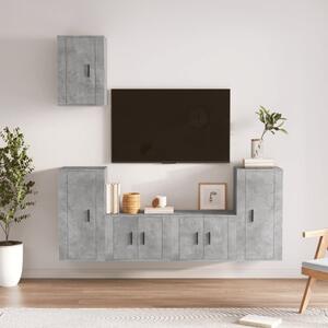 5-częściowy zestaw szafek telewizyjnych, szarość betonu