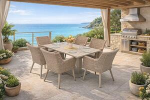 Zestaw ogrodowy rattanowy MALIBU 1+6 (cappuccino)