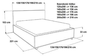 Łóżko 160x200 Tapicerowane Como + Pojemnik Tkaniny Kolory Do Wyboru
