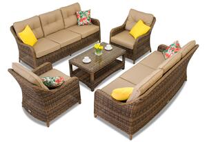 Komplet luksusowych mebli z technorattanu Toledo Coffee 8 brąz Garden Point