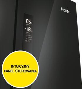 Lodówka HAIER HFR3718ENGB Side by Side No Frost 177.5cm Czarne szkło