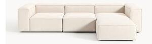 Narożna sofa modułowa z mieszanki lnu z pufem Lennon (4-osobowa)