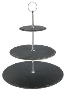 Patera kamienna czarna 3-piętrowa 31 cm