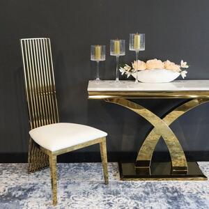 Krzesło glamour Parker Gold White - złote krzesło tapicerowane białe