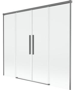 Mexen Rox parawan nawannowy 2-skrzydłowy rozsuwany 190 x 150 cm, transparent, gun metal - 8C9-190-002-95-00