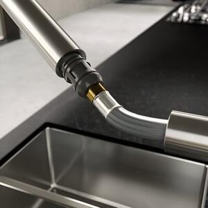 Bateria kuchenna stojąca KLUDI L Steel z wyciąganą wylewką Stal szlachetna 45851F877
