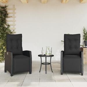 Rozkładane fotele ogrodowe z podnóżkiem, 2 szt., czarne