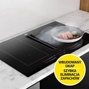 Płyta indukcyjna z wbudowanym okapem BEKO HIXI84700UF łączenie pól - IndyFlex PowerManagement 80cm Czarny