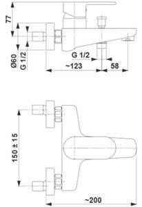 Bateria wannowa natynkowa KFA ARMATURA Halit 4824-010-00 Chrom