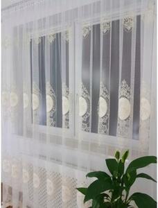 Firana z haftem i welurem- ecru 400x250 cm