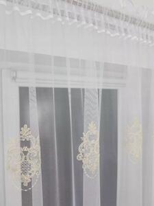Firana z haftem i welurem- ecru 400x250 cm