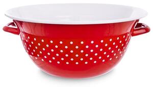 Miska kuchenna emaliowana czerwona w grochy TECKA 26 cm, 2,5 l