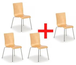 Krzesło drewniane CLASSIC 3+1 GRATIS, kolor naturalny