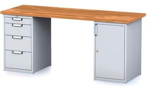 Stół warsztatowy MECHANIC, 2000x700x880 mm, 1x 4 szufladowy kontener, 1x szafka, szary/antracyt