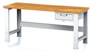 Stół warsztatowy MECHANIC, 2000x700x700-1055 mm, nogi regulowane, 1x szufladowy kontener, 1x szuflada, niebieska
