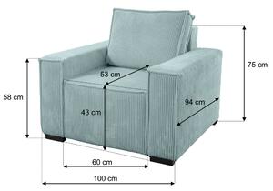 Fotel sztruksowy jasnoniebieski SMART