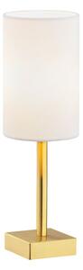 Biała lampa stołowa Abruzzo - szczotkowany mosiądz