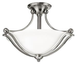 Klasyczna lampa sufitowa Perla - klosz z mlecznego szkła, srebrna