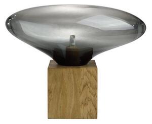 Szara lampa stołowa Cocoon - drewniana podstawa