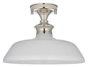 Elegancka lampa sufitowa Barford - srebrna, mleczny klosz